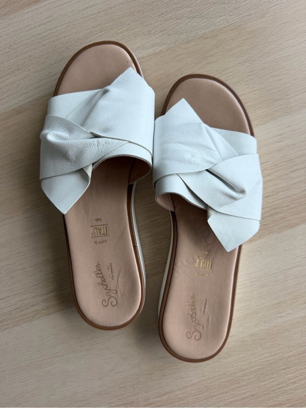 Seychelles White Leather Knot Slide Sandals Made in Italy Women’s 8.5